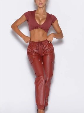 Bombshell Sportswear Brick Red Liquid Cargos
